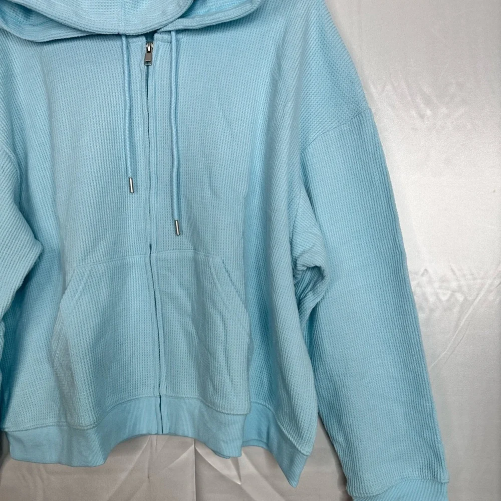 Auden Light Blue Waffle Knit Hoodie & Shorts Set Plus 4X NWT - Picture 8 of 11